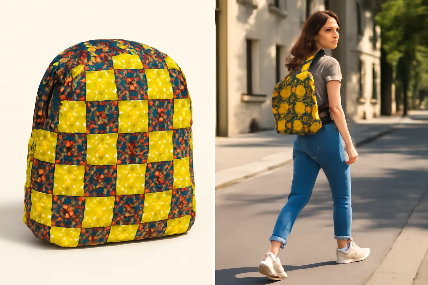 Handmade Quilted Patchwork Mini Backpack for Women | Lightweight, Colorful, Everyday Tote