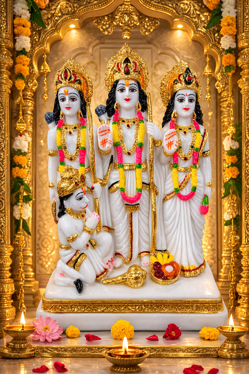 ✨ Shri Ram Darbar Idol Golden Finish Murti for Home Temple Decor