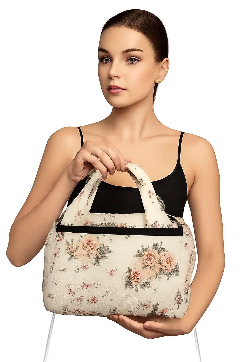 Floral Quilted Handbag - Stylish Women's Tote Bag with Zipper | ThreadTalesIndia.in