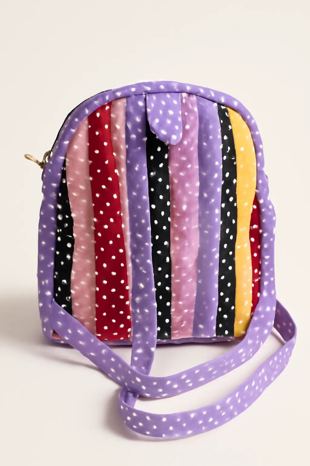 Handmade Quilted Polka-Dot Mini Backpack for Women | Lightweight, Colorful, Everyday Tote