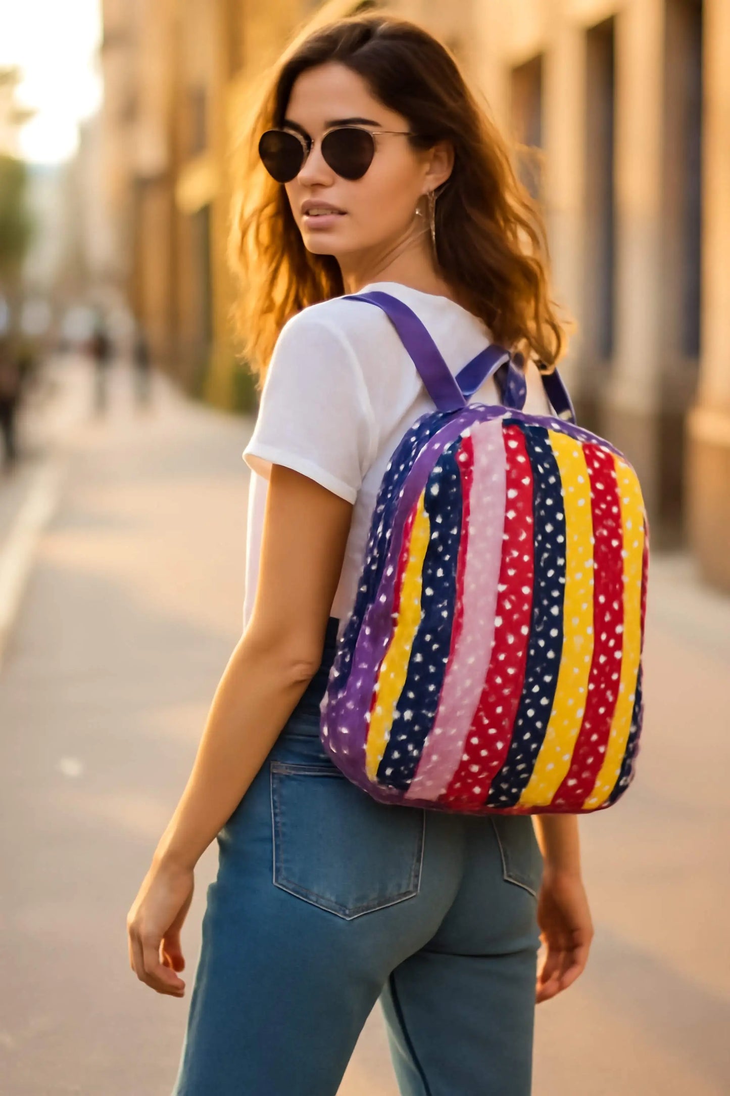 Handmade Quilted Polka-Dot Mini Backpack for Women | Lightweight, Colorful, Everyday Tote