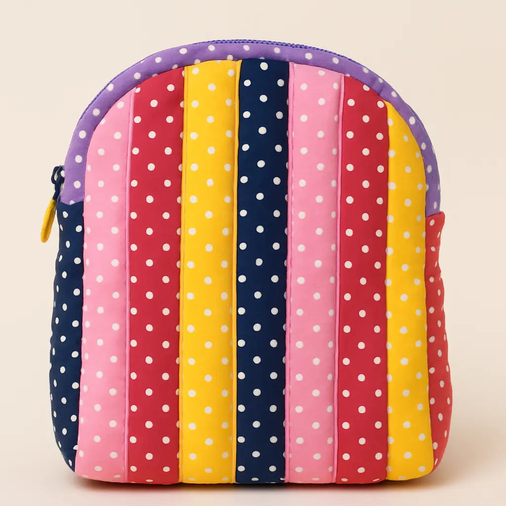 Handmade Quilted Polka-Dot Mini Backpack for Women | Lightweight, Colorful, Everyday Tote