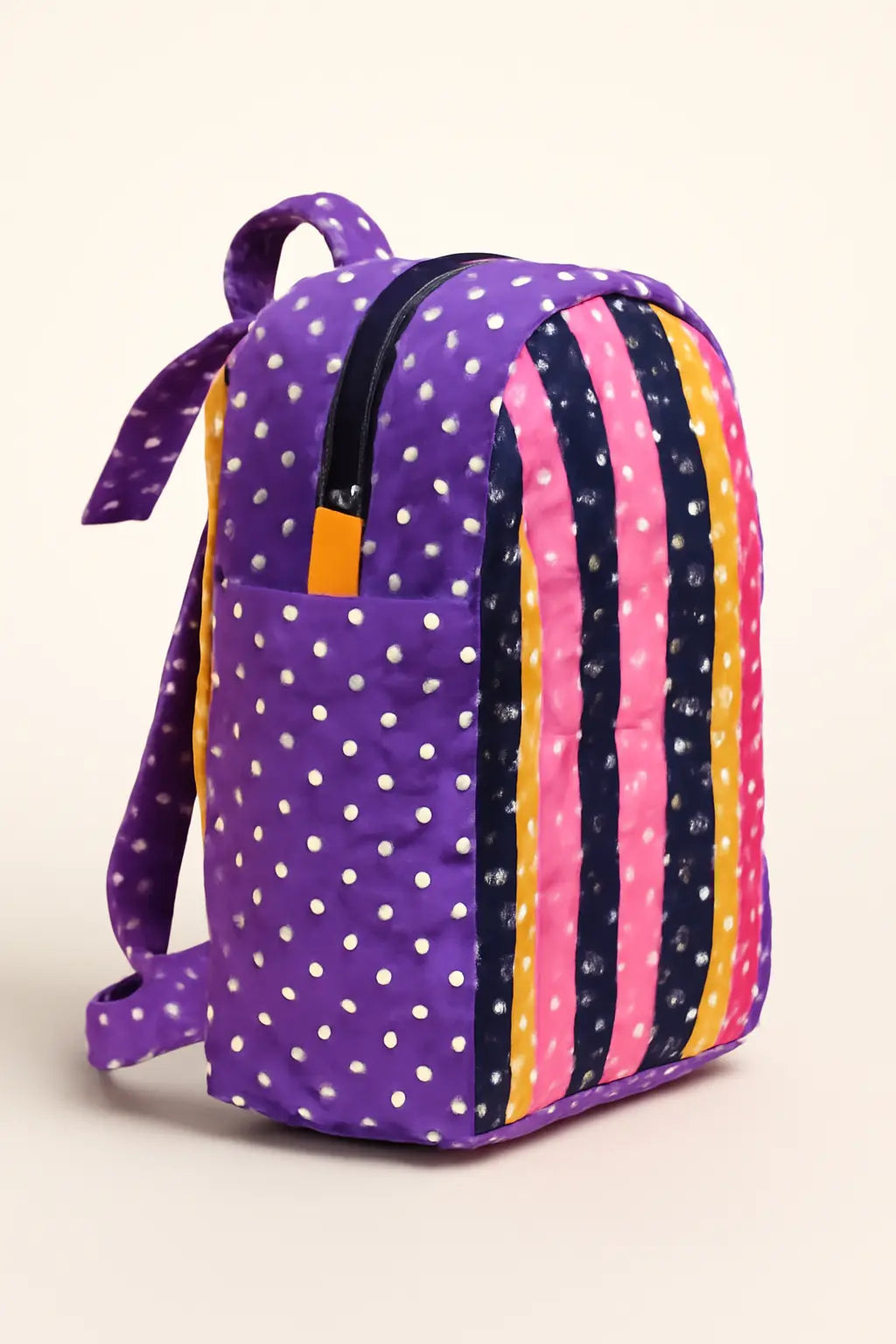 Handmade Quilted Polka-Dot Mini Backpack for Women | Lightweight, Colorful, Everyday Tote